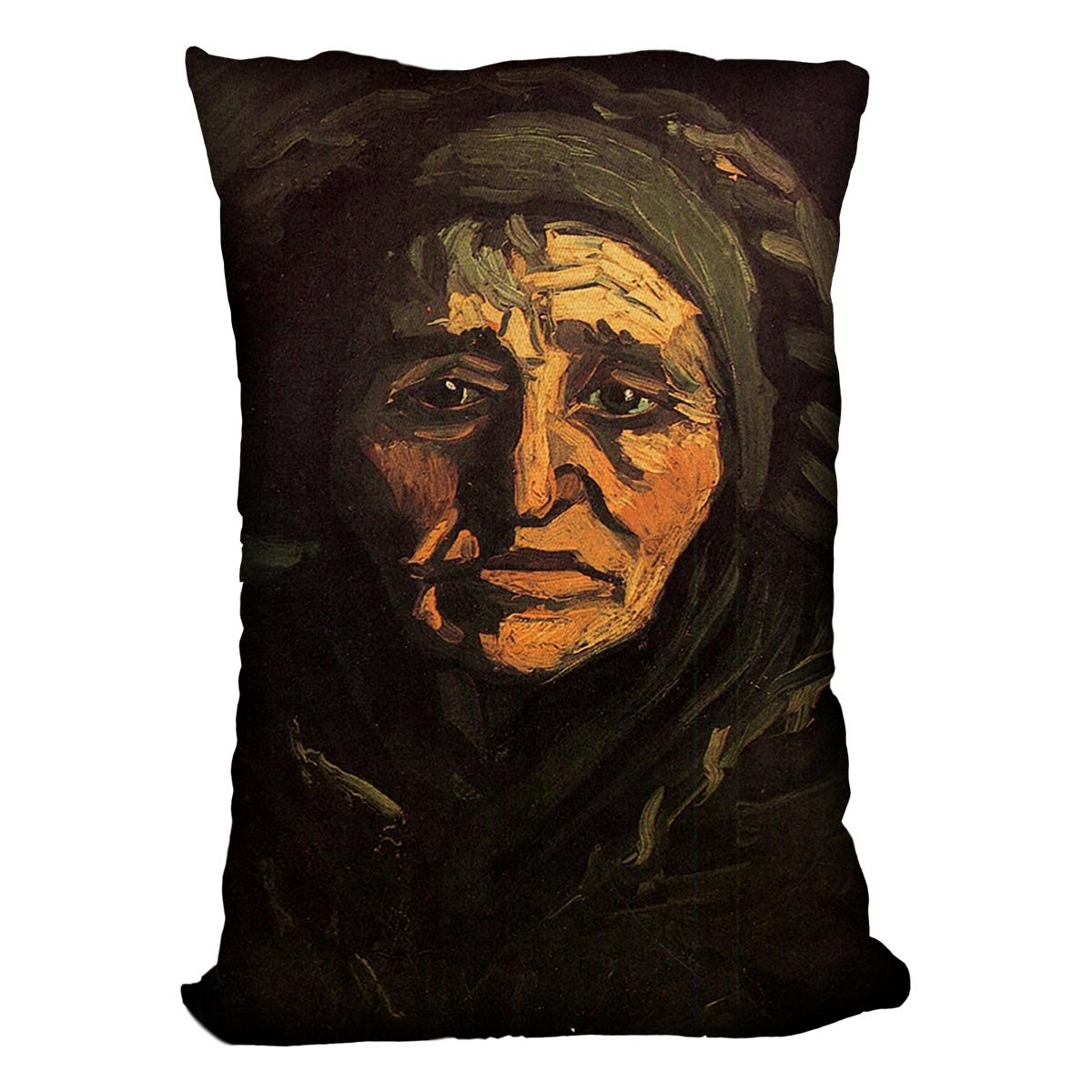 Head of a Peasant Woman with Greenish Lace Cap by Van Gogh Throw Pillow