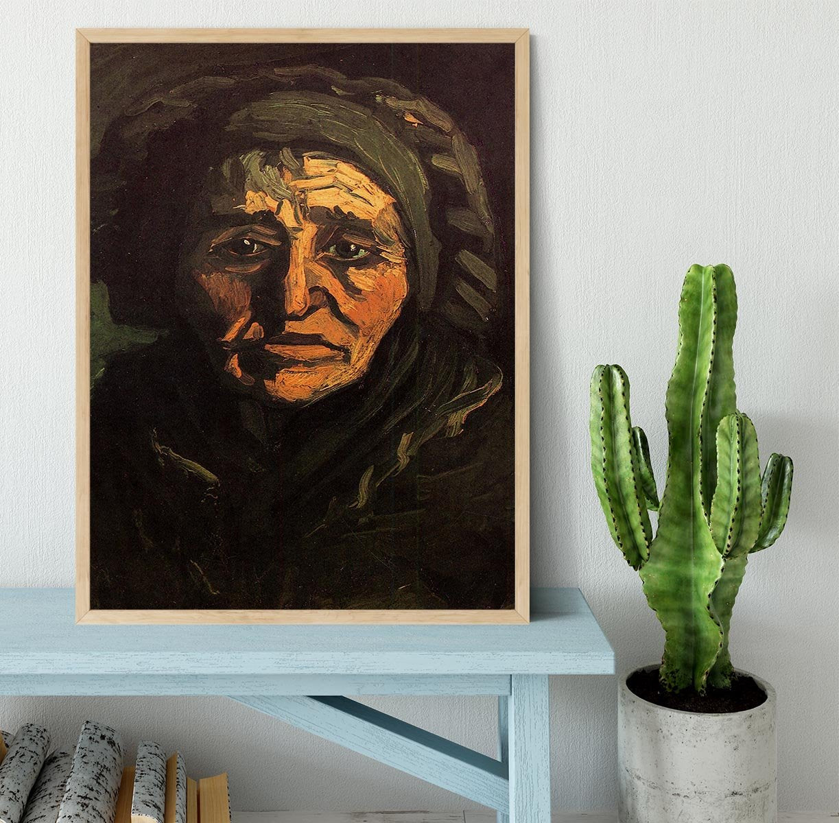 Head of a Peasant Woman with Greenish Lace Cap by Van Gogh Framed Print - Canvas Art Rocks - 4