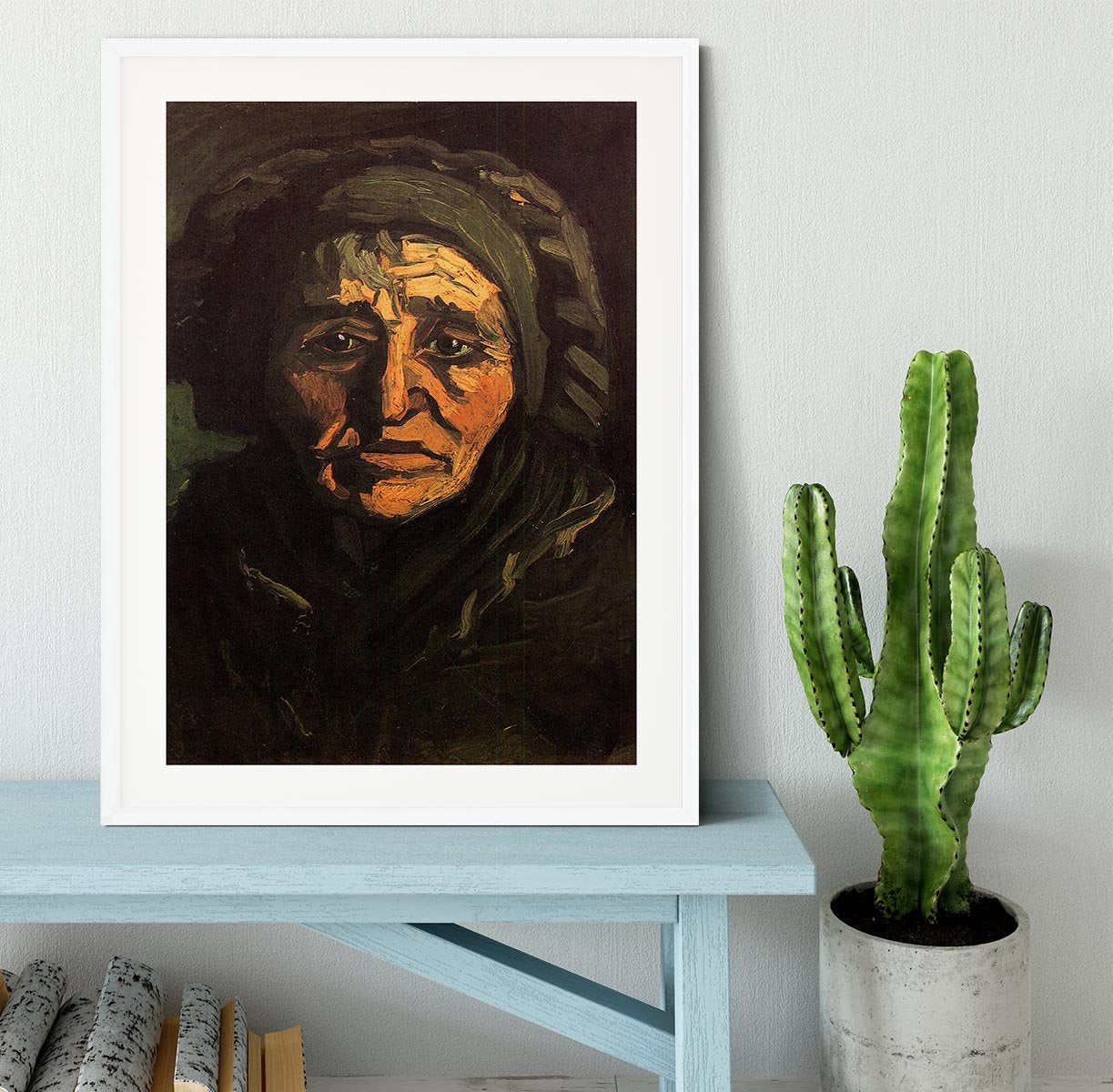 Head of a Peasant Woman with Greenish Lace Cap by Van Gogh Framed Print - Canvas Art Rocks - 5