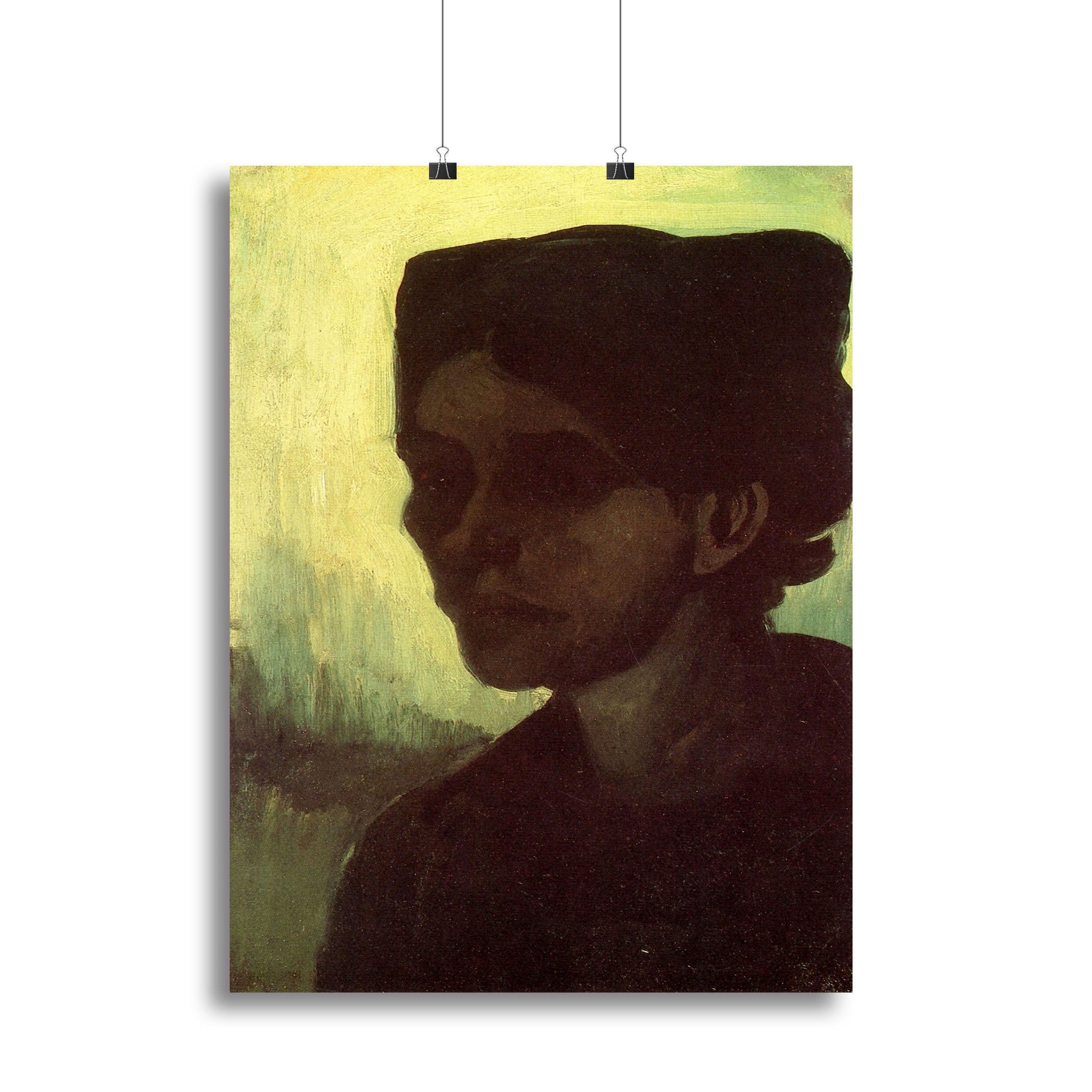 Head of a Young Peasant Woman with Dark Cap by Van Gogh Canvas Print or Poster
