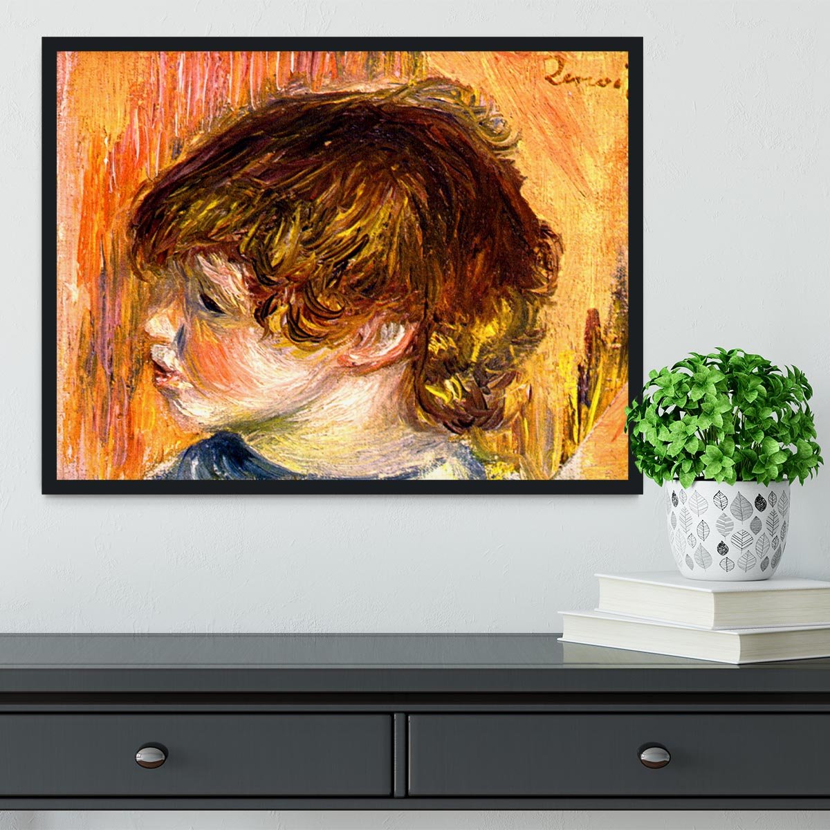 Head of a young girl by Renoir Framed Print - Canvas Art Rocks - 2