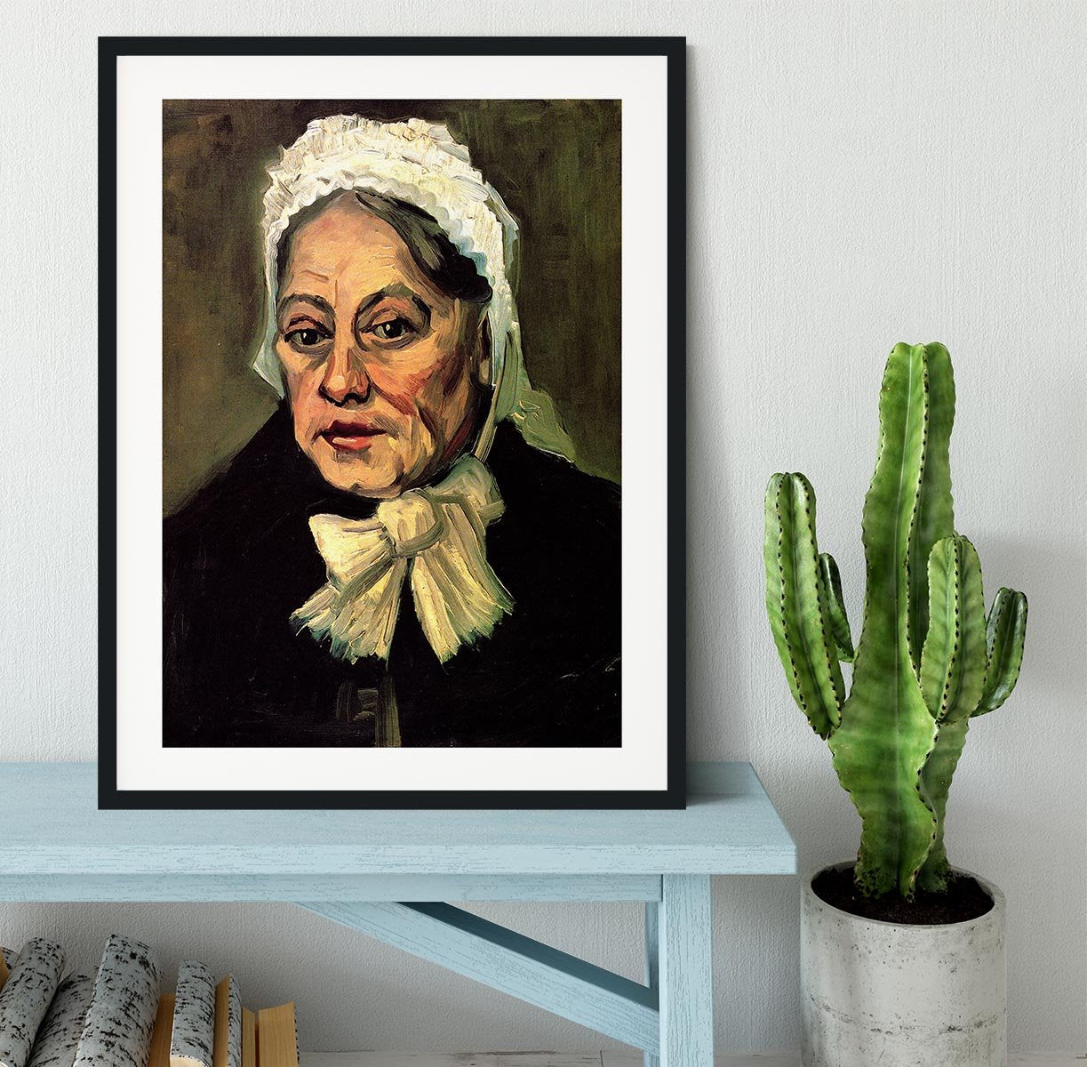 Head of an Old Woman with White Cap The Midwife by Van Gogh Framed Print - Canvas Art Rocks - 1
