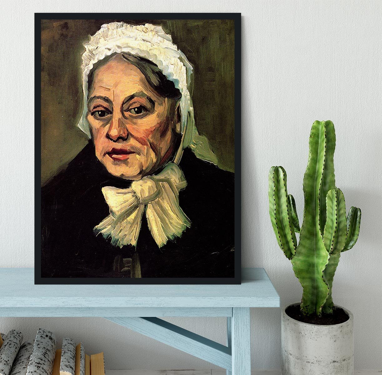 Head of an Old Woman with White Cap The Midwife by Van Gogh Framed Print - Canvas Art Rocks - 2