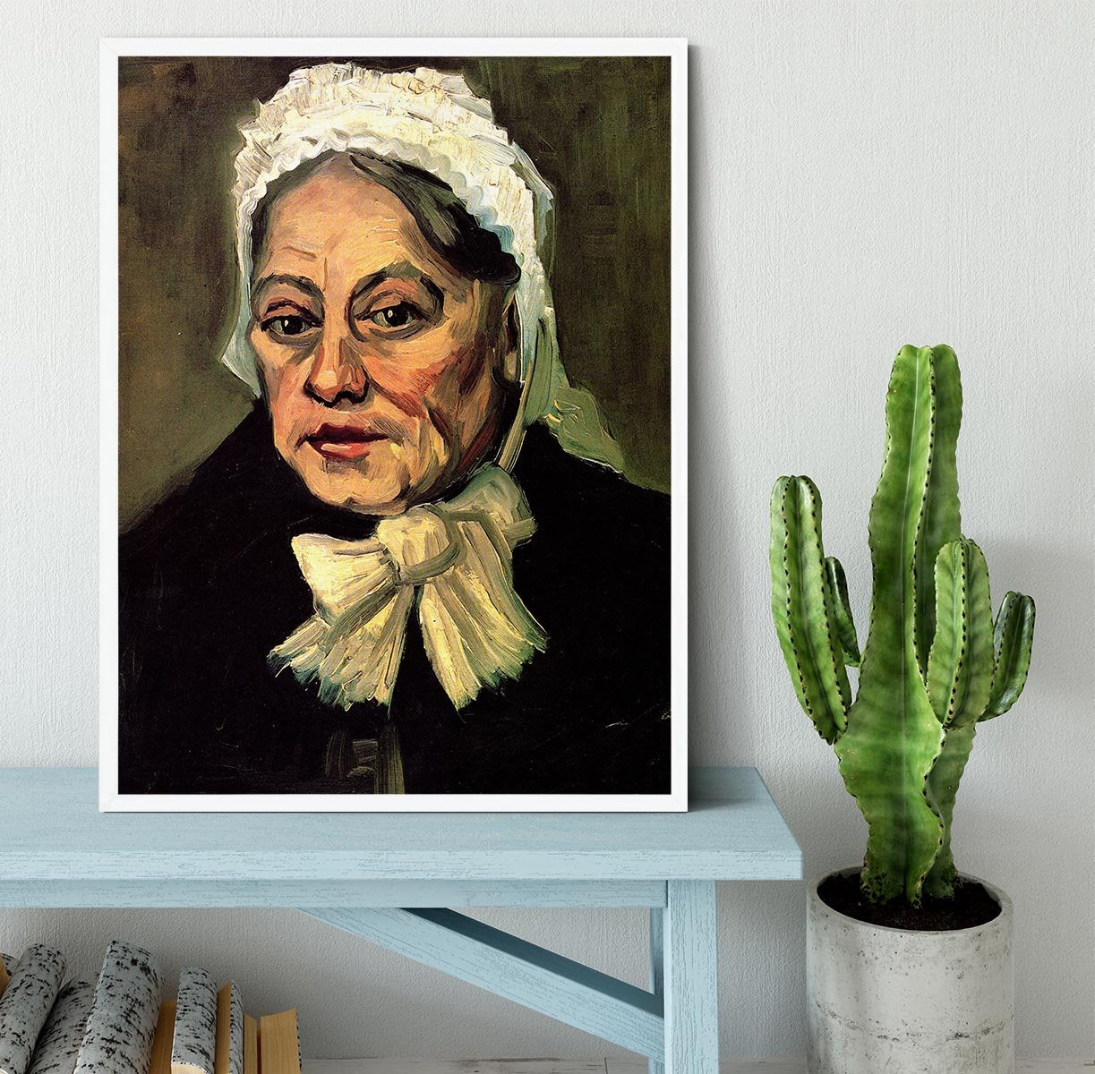 Head of an Old Woman with White Cap The Midwife by Van Gogh Framed Print - Canvas Art Rocks -6