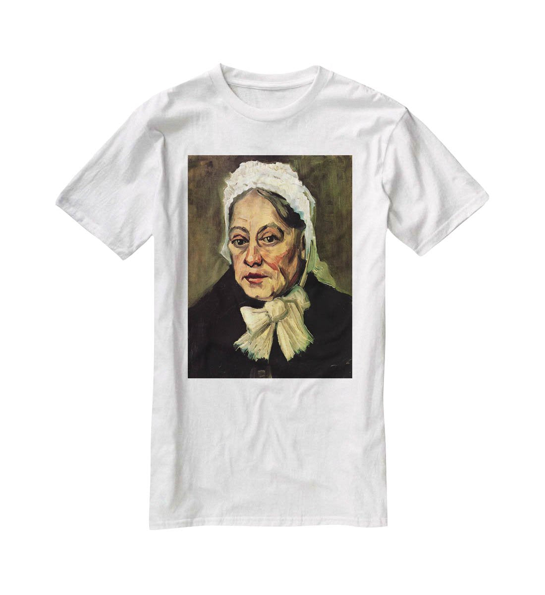 Head of an Old Woman with White Cap The Midwife by Van Gogh T-Shirt - Canvas Art Rocks - 5