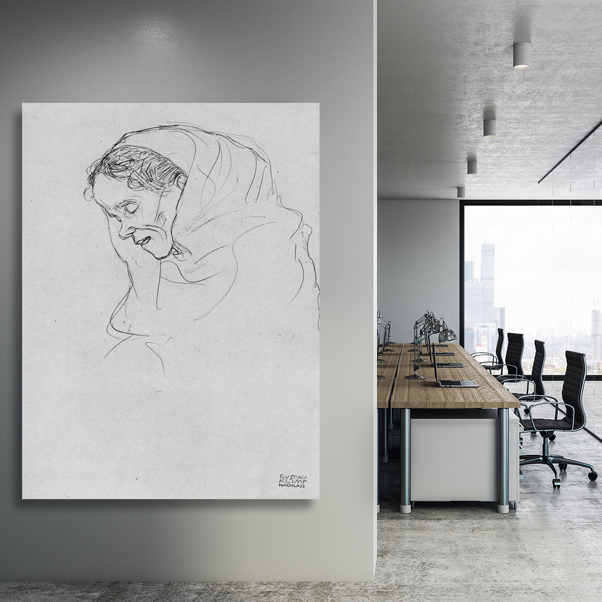 Head of an old woman in profile by Klimt Canvas Print or Poster - Canvas Art Rocks - 3