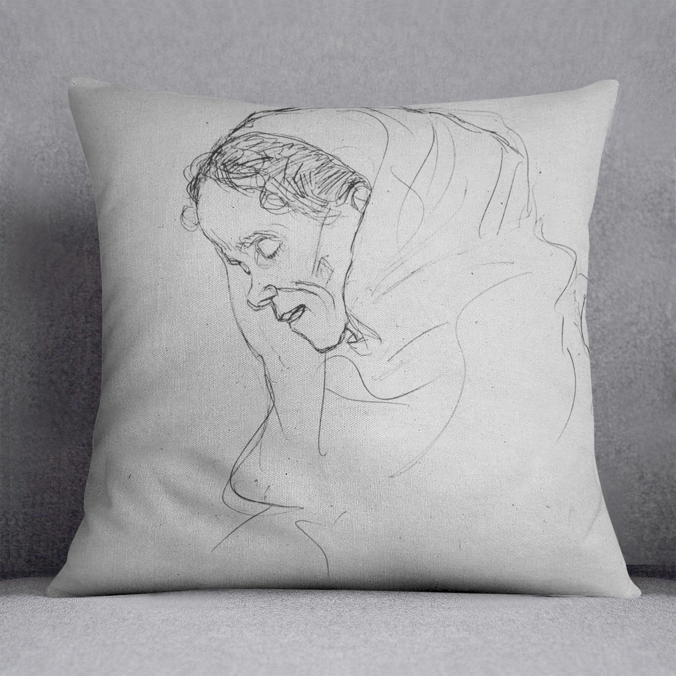 Head of an old woman in profile by Klimt Throw Pillow
