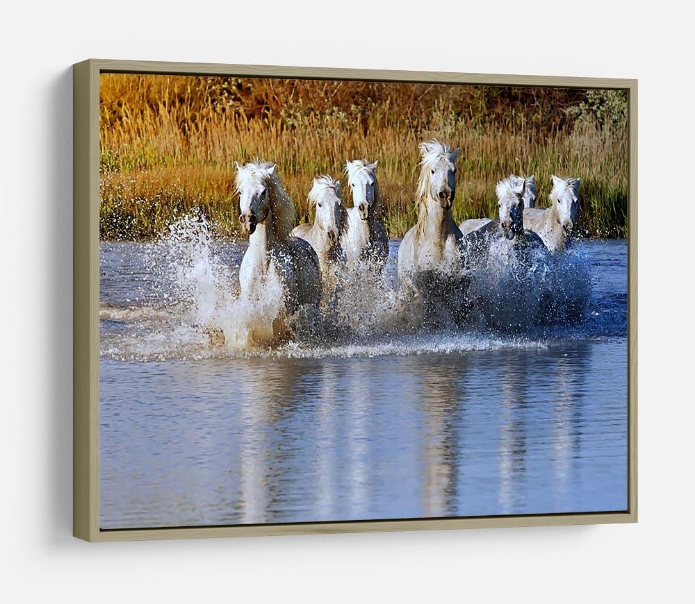 Heard of White Horses Running and splashing HD Metal Print - Canvas Art Rocks - 8