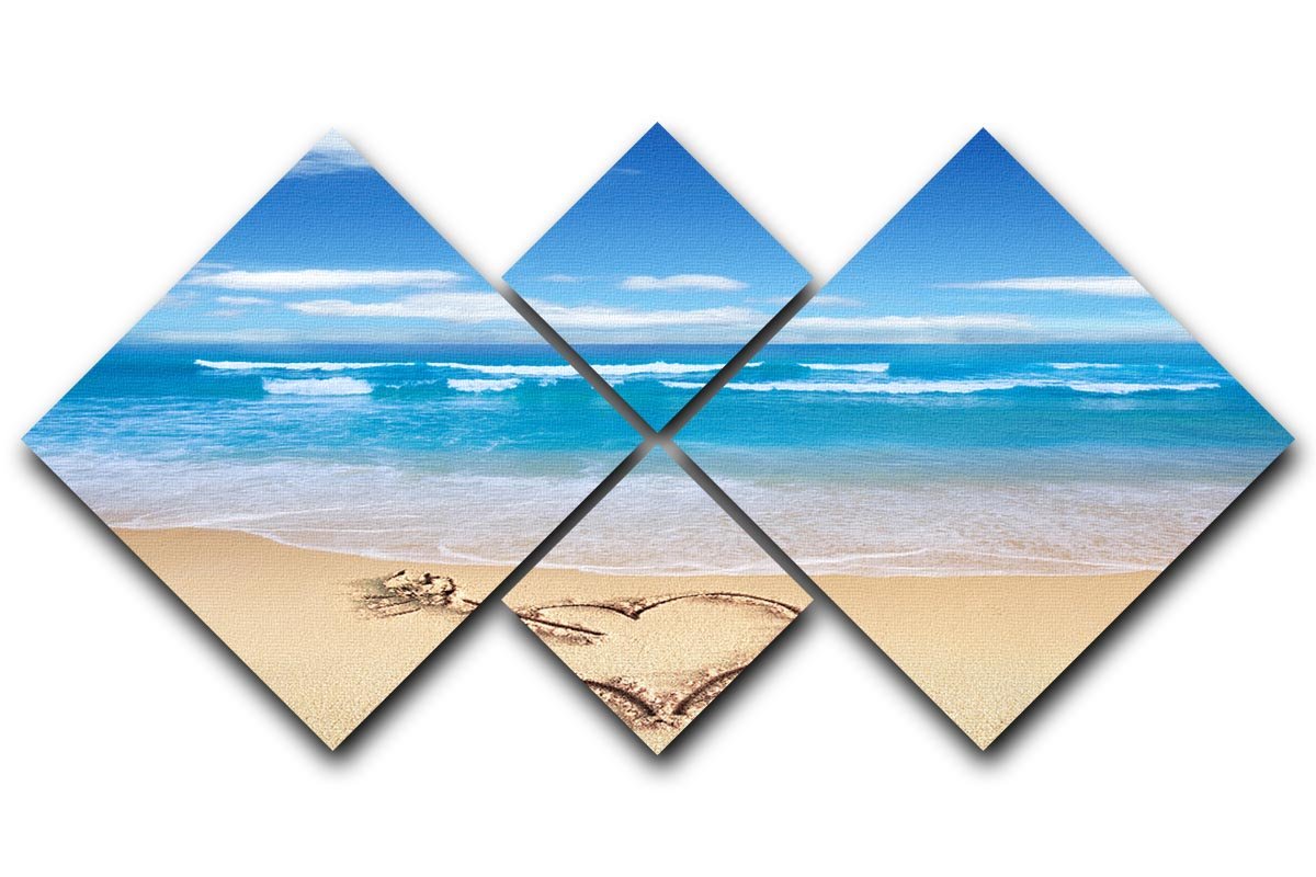 Heart with arrow in sand 4 Square Multi Panel Canvas - Canvas Art Rocks - 1