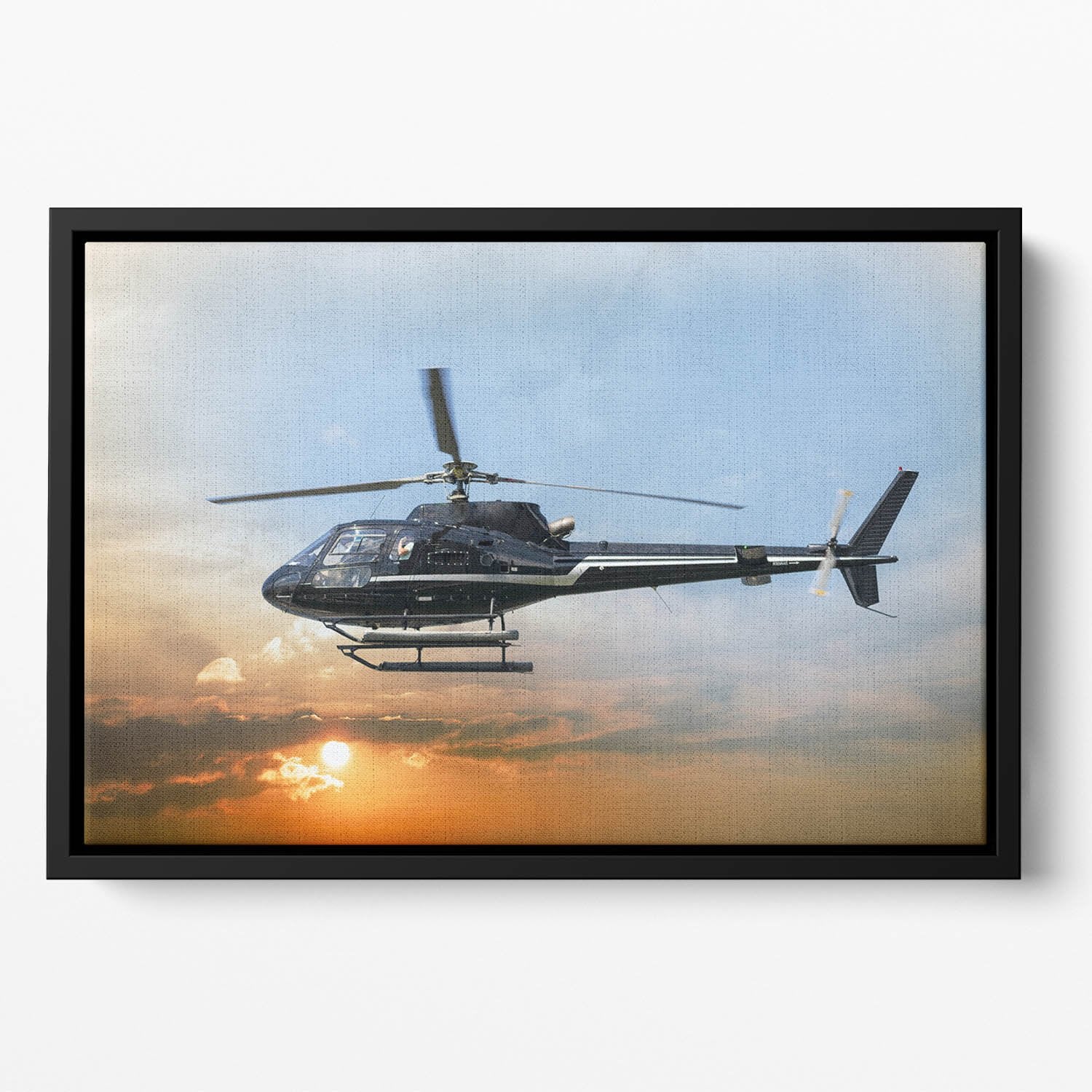 Helicopter for sightseeing Floating Framed Canvas