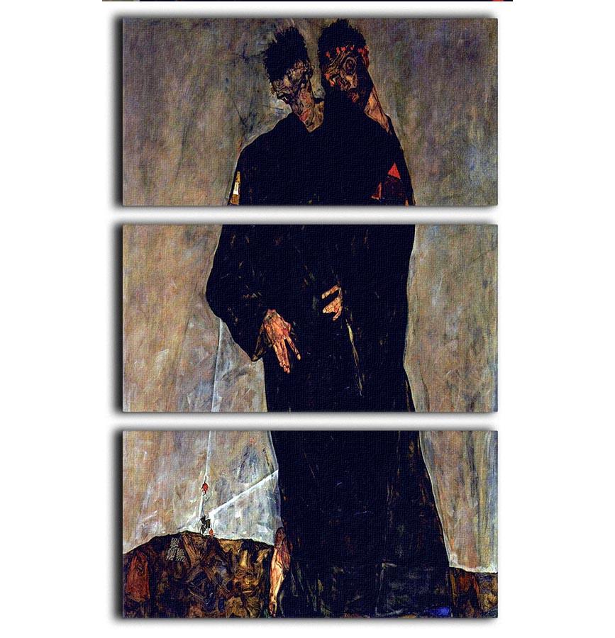 Hermits by Egon Schiele 3 Split Panel Canvas Print - Canvas Art Rocks - 1