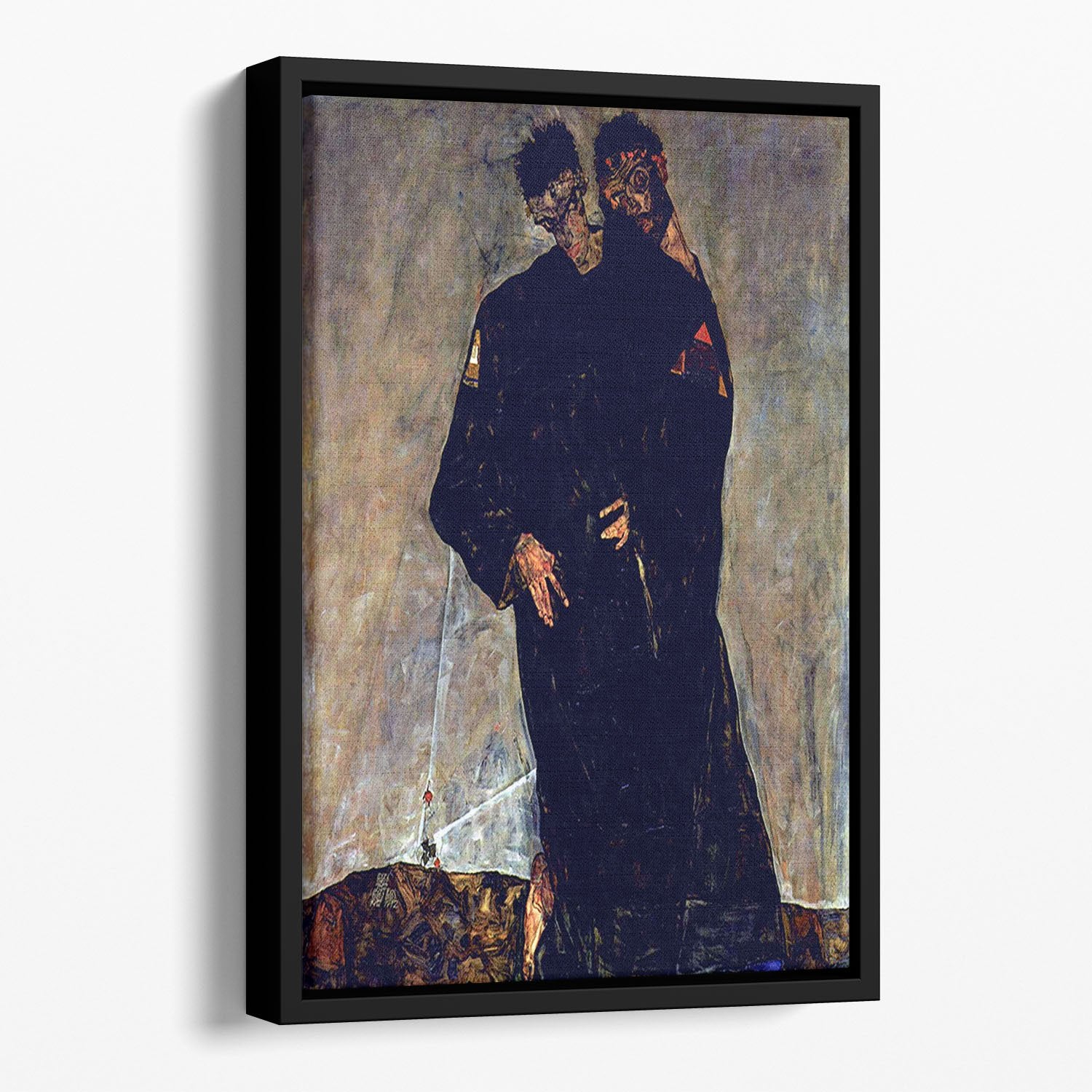 Hermits by Egon Schiele Floating Framed Canvas