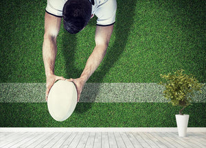 High angle view holding rugby ball Wall Mural Wallpaper - Canvas Art Rocks - 4