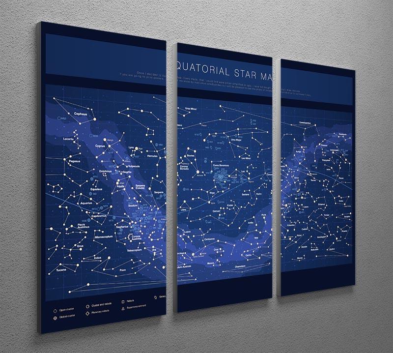 High detailed star map with names of stars contellations 3 Split Panel Canvas Print - Canvas Art Rocks - 2