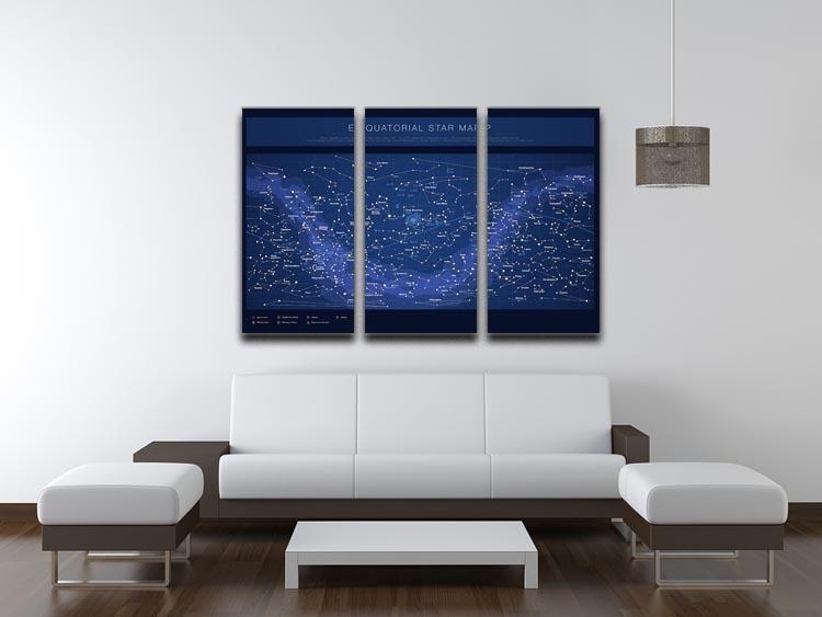 High detailed star map with names of stars contellations 3 Split Panel Canvas Print - Canvas Art Rocks - 3