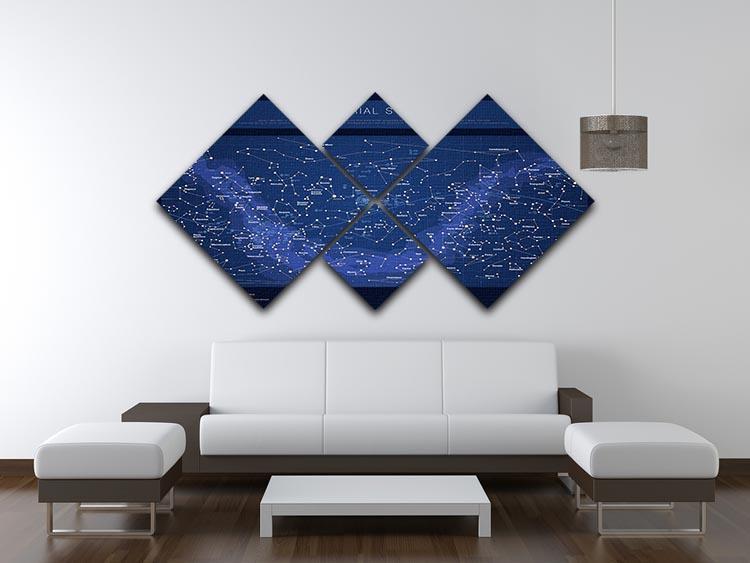 High detailed star map with names of stars contellations 4 Square Multi Panel Canvas - Canvas Art Rocks - 3