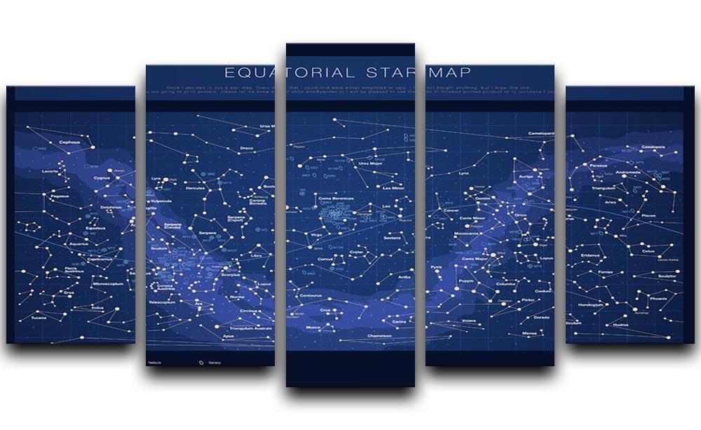 High detailed star map with names of stars contellations 5 Split Panel Canvas  - Canvas Art Rocks - 1