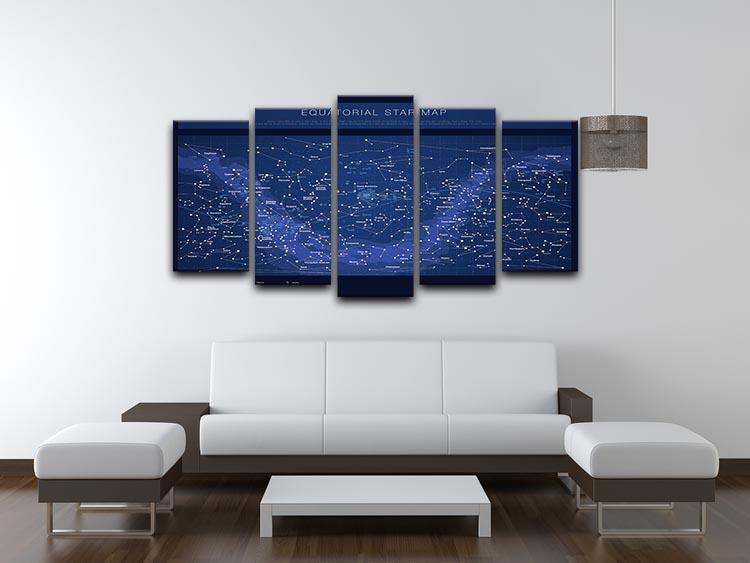 High detailed star map with names of stars contellations 5 Split Panel Canvas - Canvas Art Rocks - 3