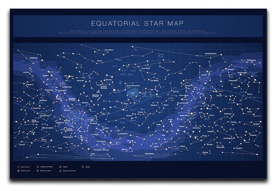 High detailed star map with names of stars contellations Canvas Print or Poster  - Canvas Art Rocks - 1