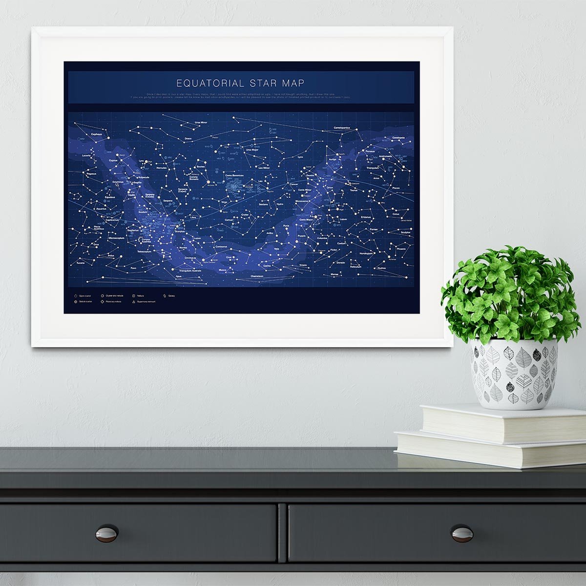 High detailed star map with names of stars contellations Framed Print - Canvas Art Rocks - 5