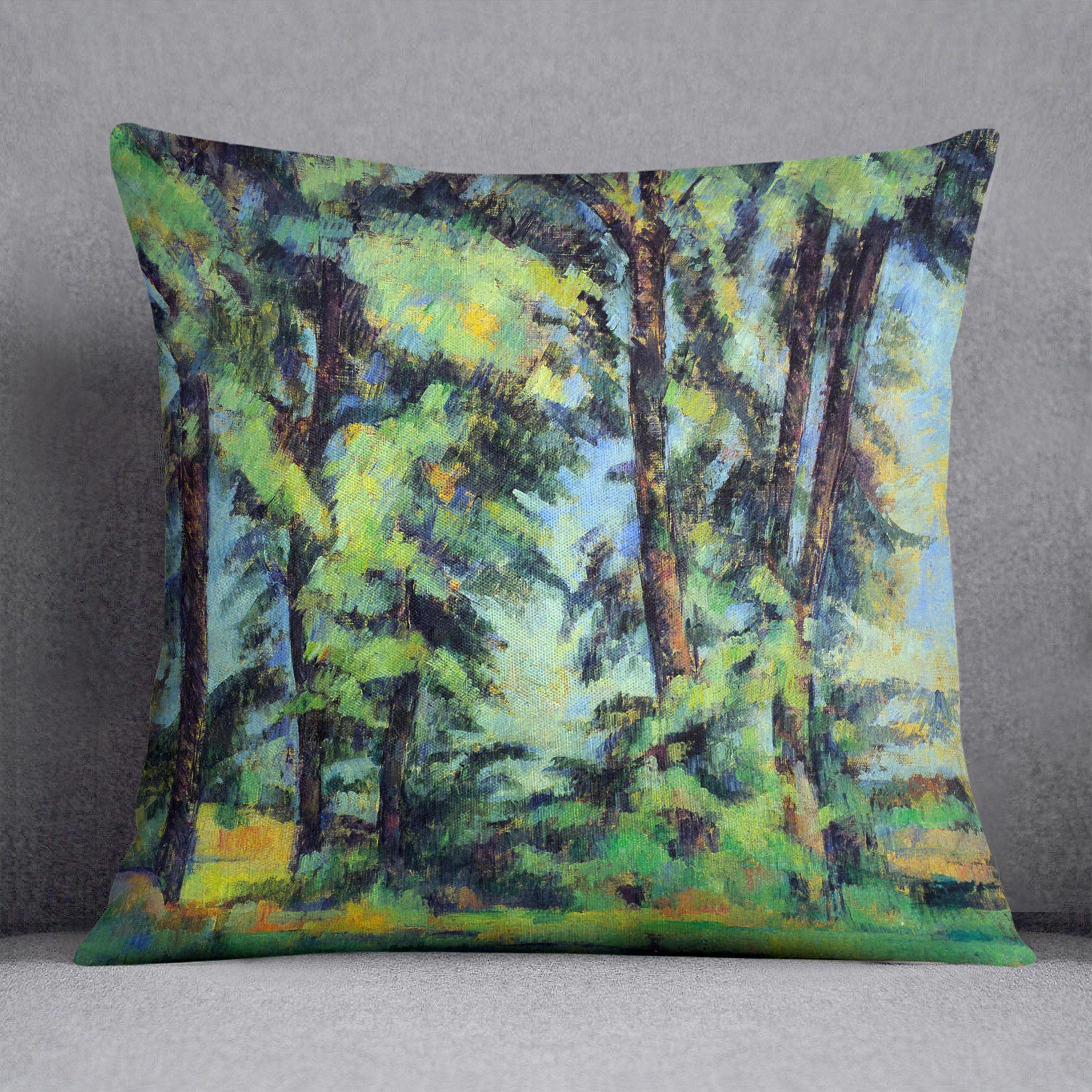 High trees in the Jas de Bouffan by Cezanne Cushion - Canvas Art Rocks - 1