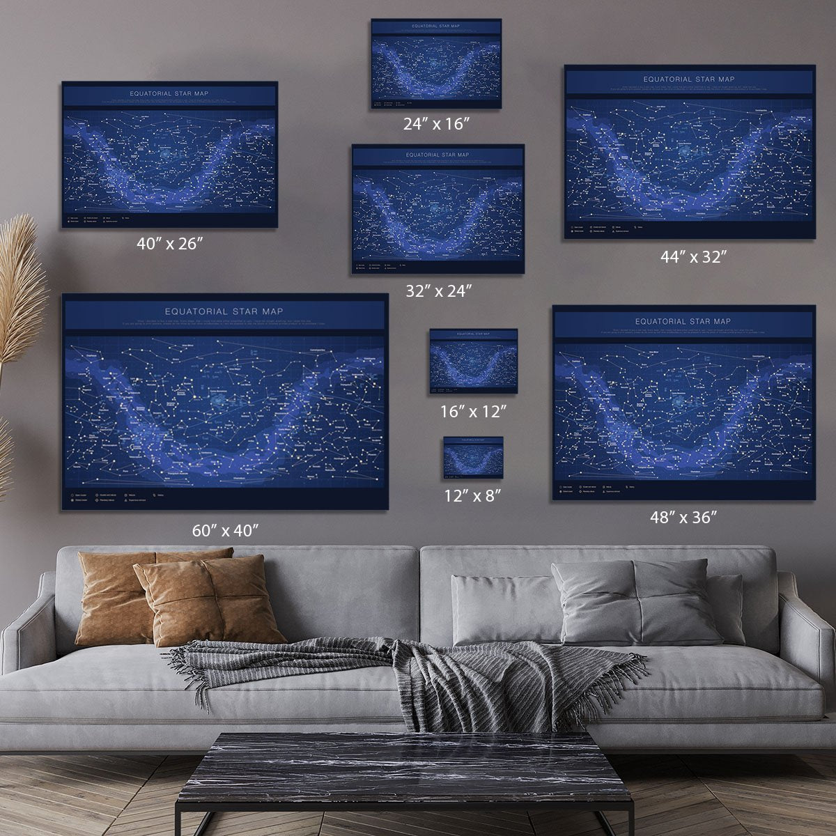 High detailed star map with names of stars contellations Canvas Print or Poster