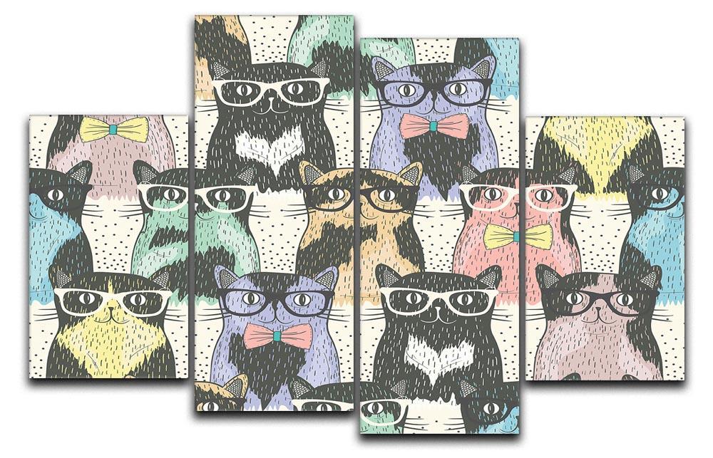 Hipster cute cats 4 Split Panel Canvas  - Canvas Art Rocks - 1