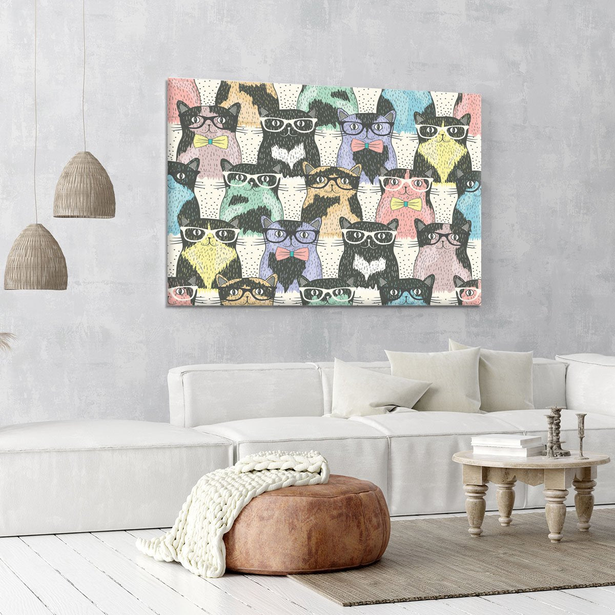 Hipster cute cats Canvas Print or Poster