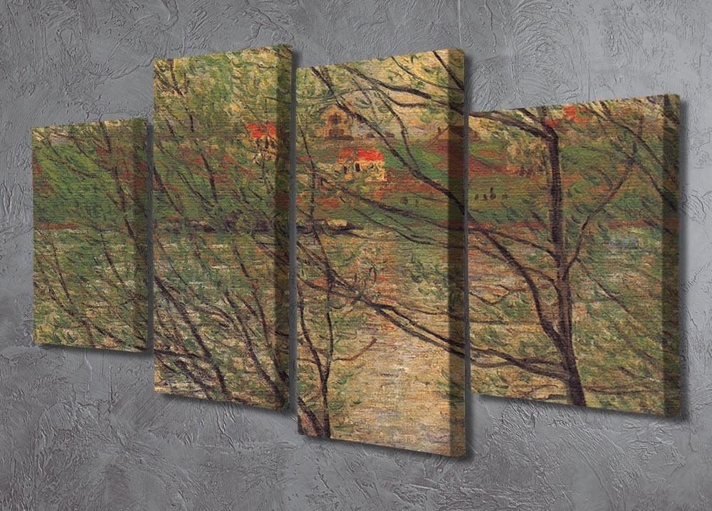 His bank the Ile de la Grande Jatte by Monet 4 Split Panel Canvas - Canvas Art Rocks - 2
