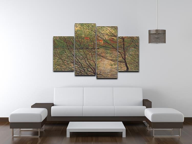 His bank the Ile de la Grande Jatte by Monet 4 Split Panel Canvas - Canvas Art Rocks - 3