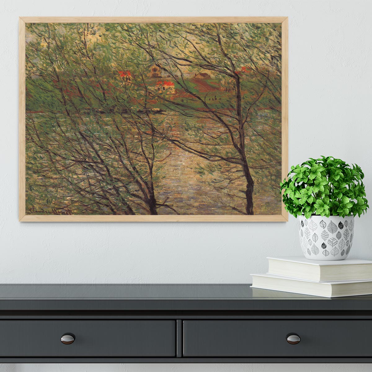 His bank the Ile de la Grande Jatte by Monet Framed Print - Canvas Art Rocks - 4