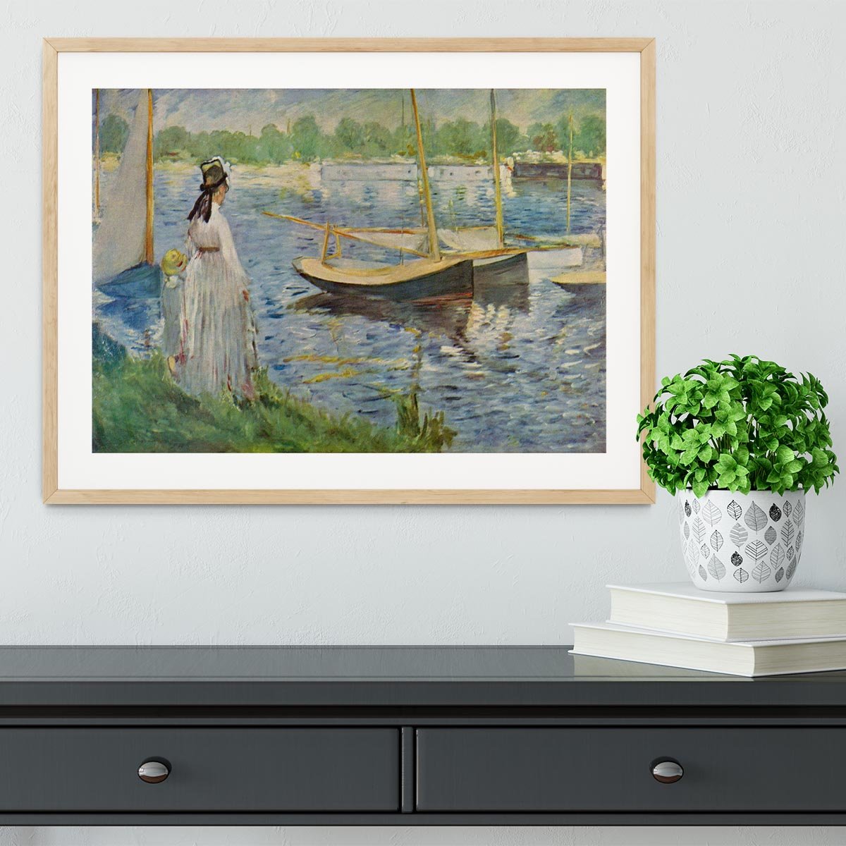 His embankment at Argenteuil by Manet Framed Print - Canvas Art Rocks - 3