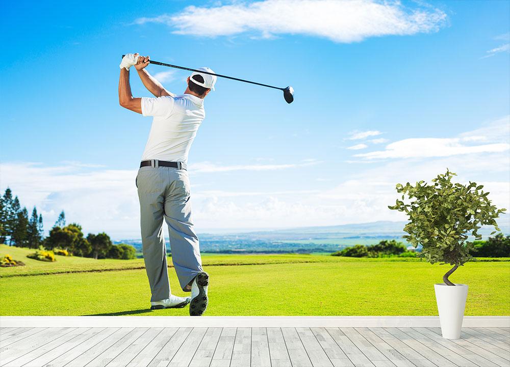 Hitting Golf Ball down the Fairway Wall Mural Wallpaper - Canvas Art Rocks - 4