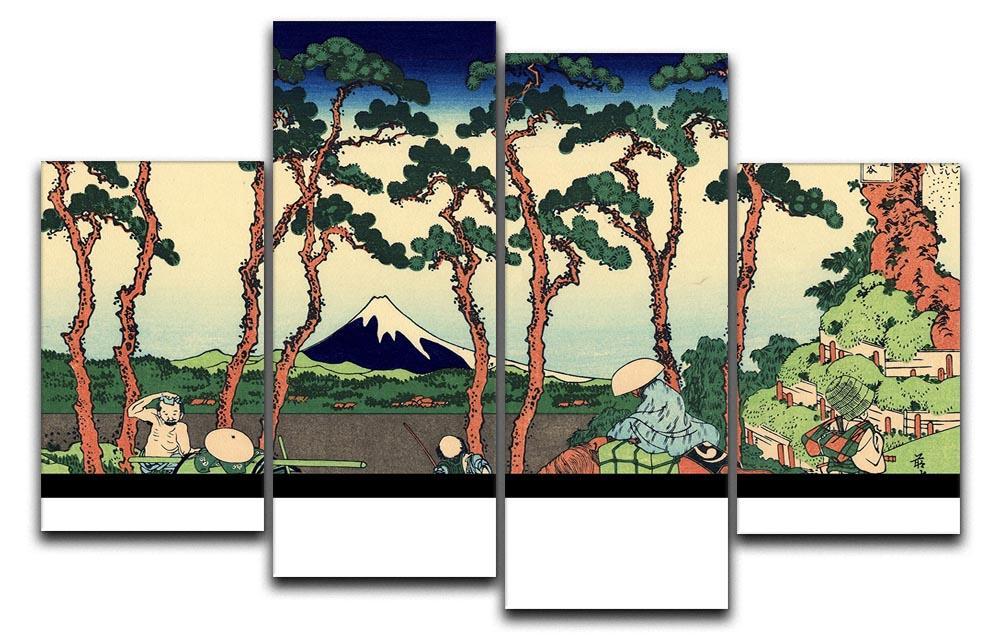 Hodogaya on the Tokaido by Hokusai 4 Split Panel Canvas  - Canvas Art Rocks - 1