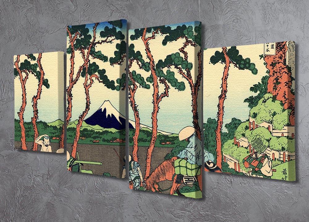 Hodogaya on the Tokaido by Hokusai 4 Split Panel Canvas - Canvas Art Rocks - 2