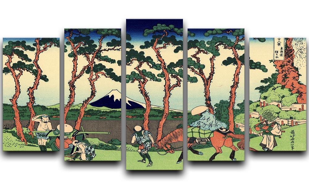 Hodogaya on the Tokaido by Hokusai 5 Split Panel Canvas  - Canvas Art Rocks - 1