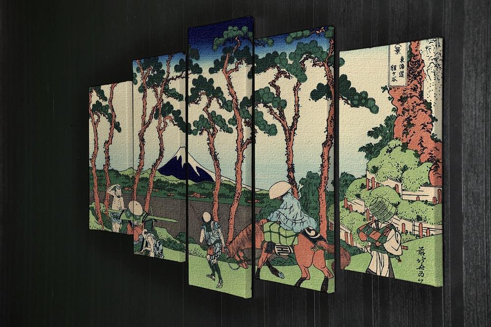 Hodogaya on the Tokaido by Hokusai 5 Split Panel Canvas - Canvas Art Rocks - 2