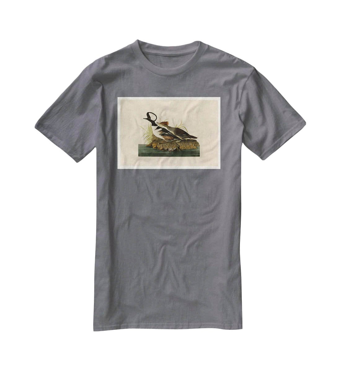 Hooded Merganser by Audubon T-Shirt - Canvas Art Rocks - 3
