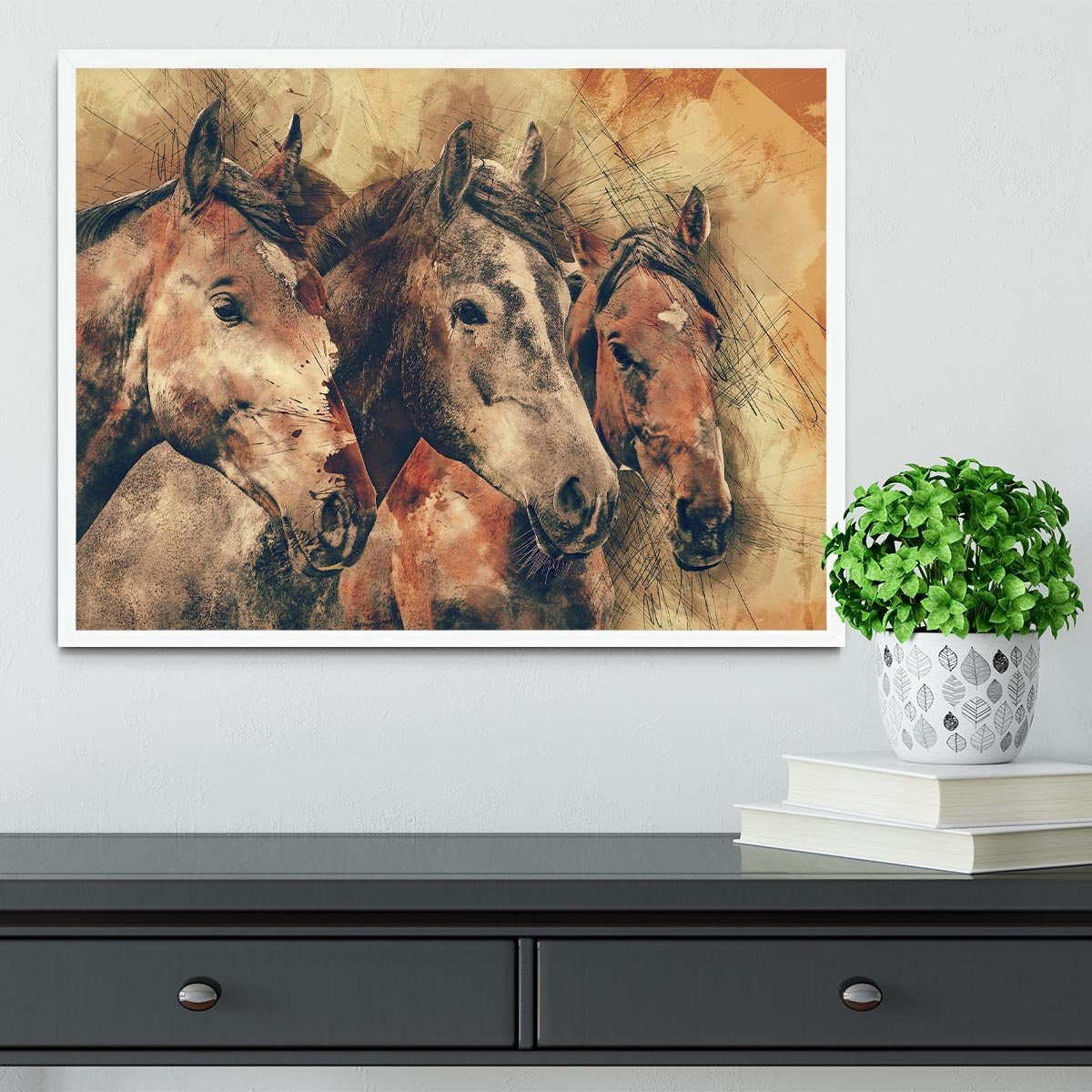Horse Painting Framed Print - Canvas Art Rocks -6