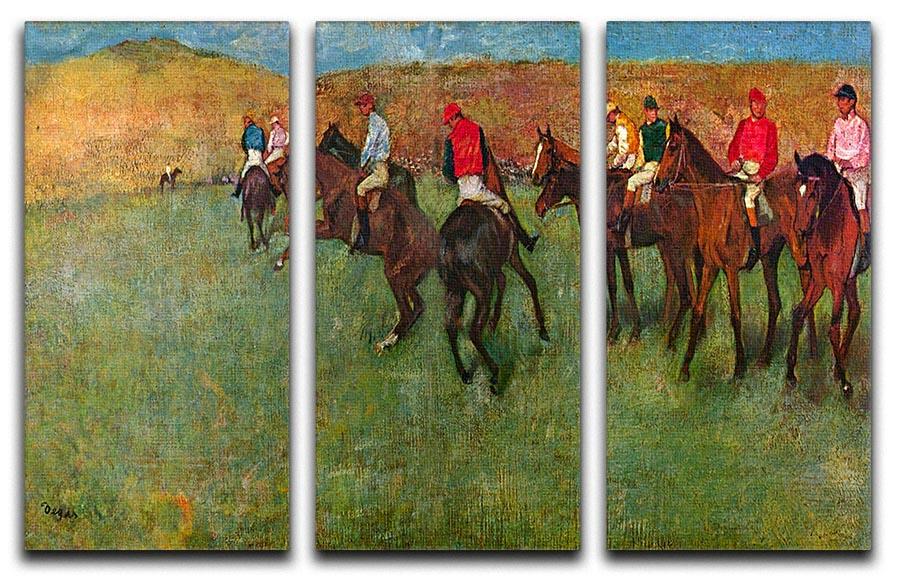 Horse race before the start by Degas 3 Split Panel Canvas Print - Canvas Art Rocks - 1