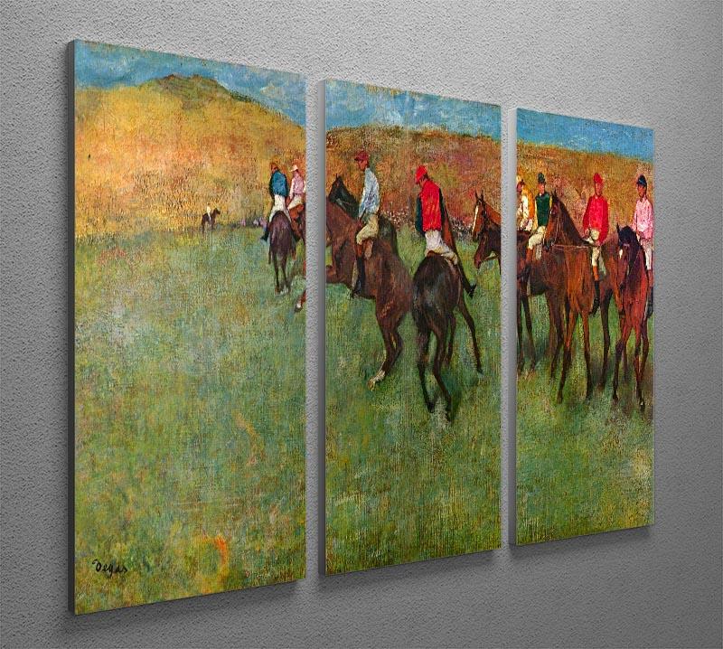Horse race before the start by Degas 3 Split Panel Canvas Print - Canvas Art Rocks - 2