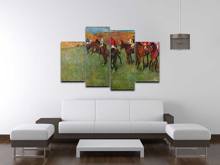 Horse race before the start by Degas 4 Split Panel Canvas - Canvas Art Rocks - 3