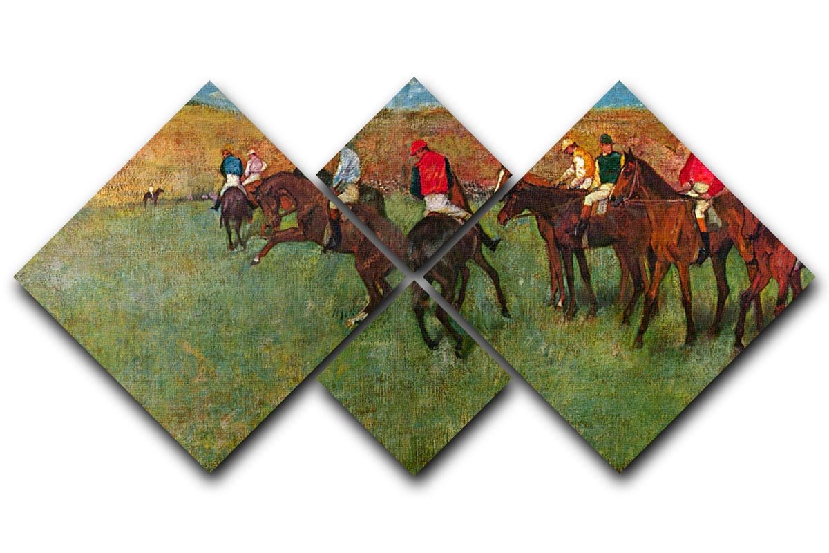 Horse race before the start by Degas 4 Square Multi Panel Canvas - Canvas Art Rocks - 1