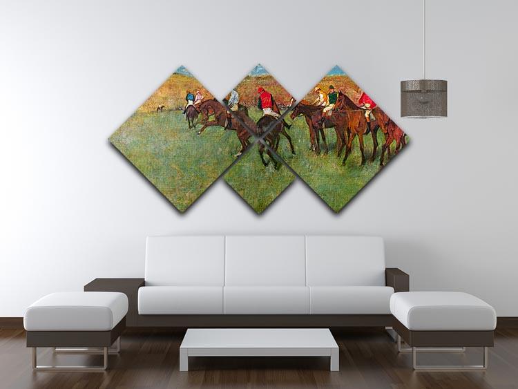 Horse race before the start by Degas 4 Square Multi Panel Canvas - Canvas Art Rocks - 3