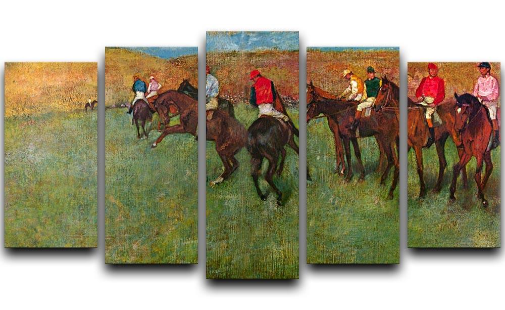 Horse race before the start by Degas 5 Split Panel Canvas - Canvas Art Rocks - 1