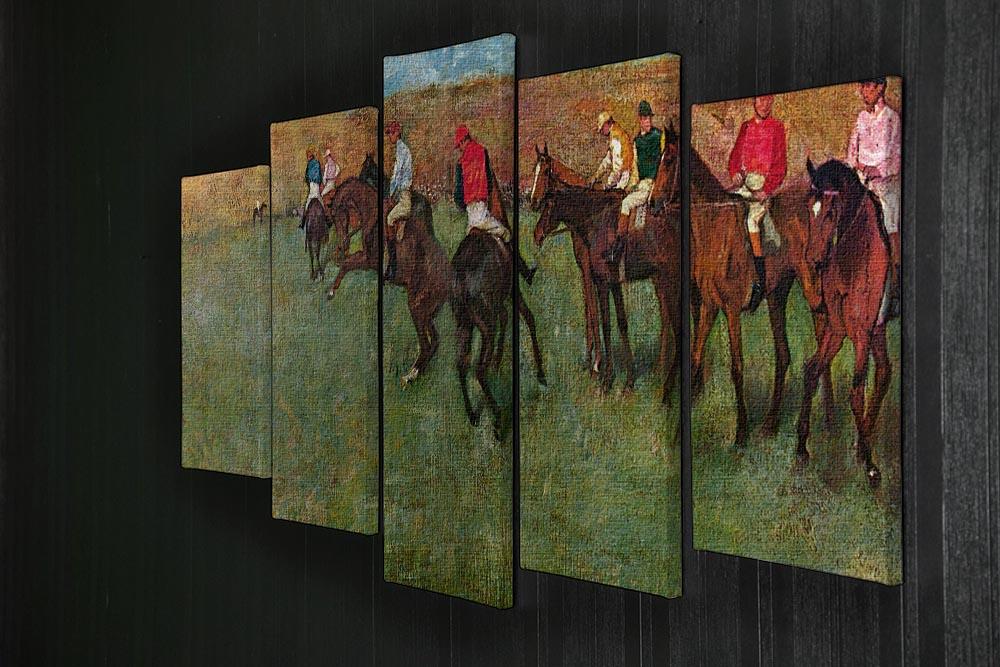 Horse race before the start by Degas 5 Split Panel Canvas - Canvas Art Rocks - 2