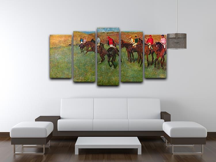 Horse race before the start by Degas 5 Split Panel Canvas - Canvas Art Rocks - 3