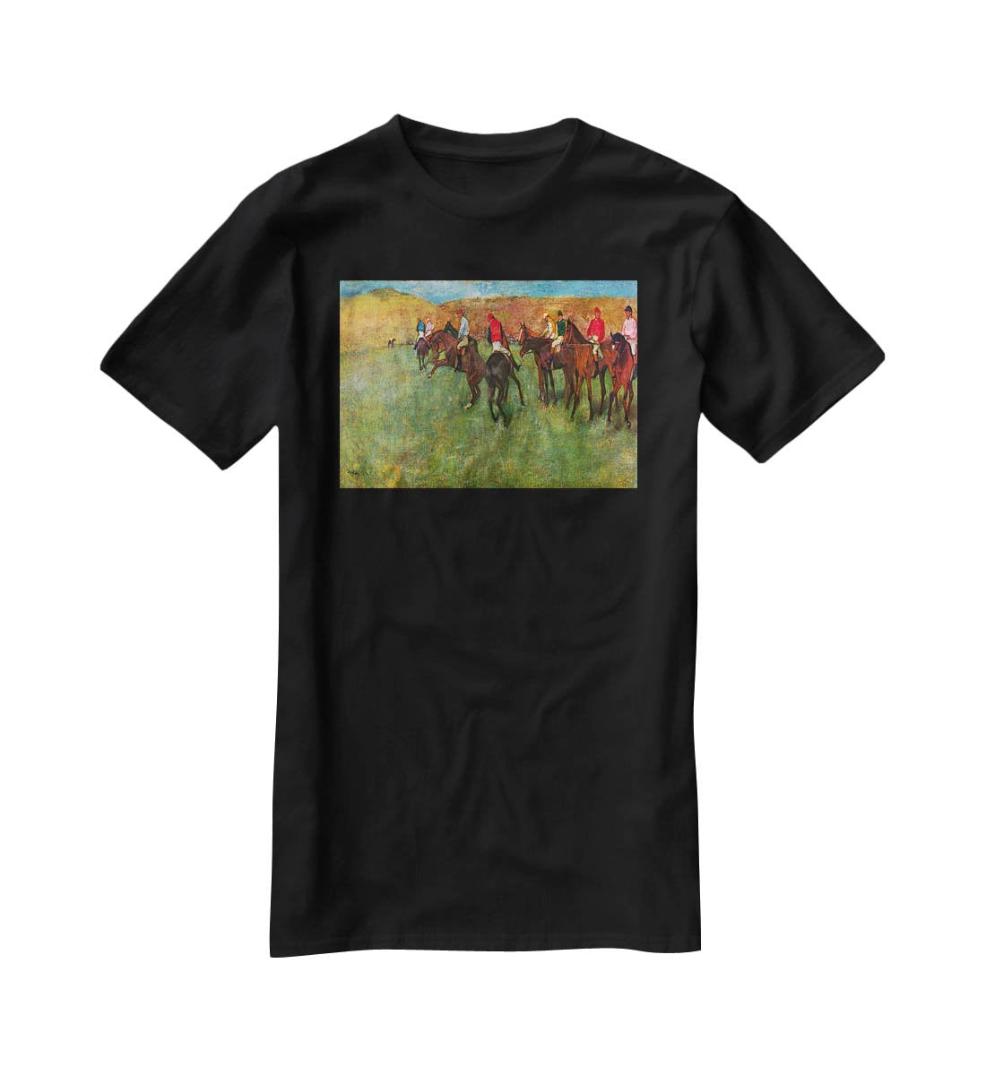 Horse race before the start by Degas T-Shirt - Canvas Art Rocks - 1