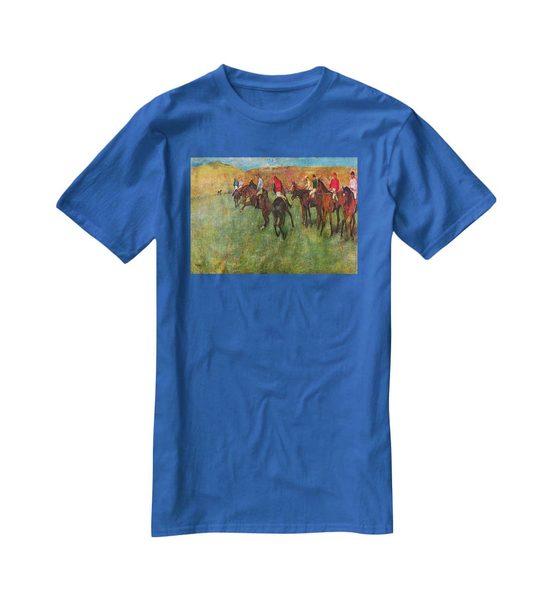 Horse race before the start by Degas T-Shirt - Canvas Art Rocks - 2