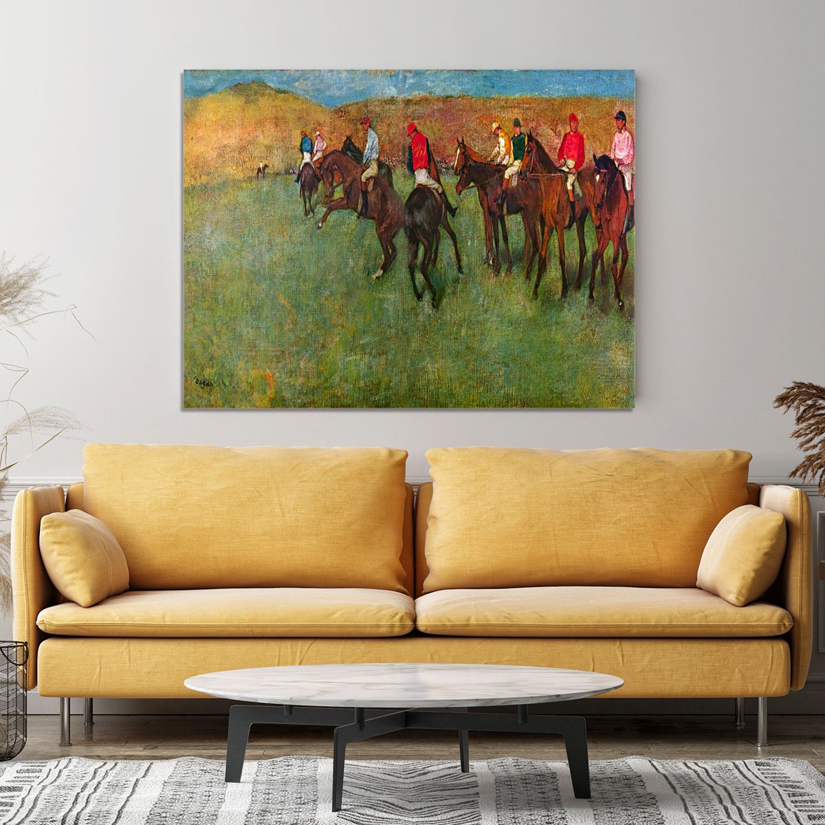 Horse race before the start by Degas Canvas Print or Poster